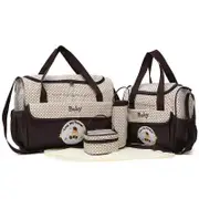 GGP Coffee 5 Piece Mommy Bag Set Large Capacity Diaper Bags For Baby Travel, Tote And Shoulder Bags With Insulated Bottle Holder And Snack Bag
