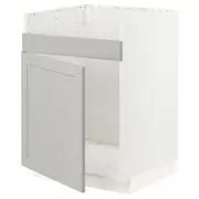 METOD base cab f HAVSEN single bowl sink, white/Lerhyttan light grey, 60x60x80 cm