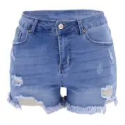 Stretchy Denim Shorts Women Ripped Shorts Stylish Women's High Waist for Summer