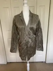 NWT Eileen Fisher Gray Satin Blazer Jacket S