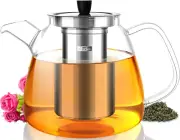 42Oz Glass Teapot with Stainless Steel Infuser Stovetop Dishwasher Safe Ideal