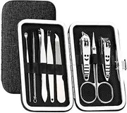 Manicure Set,Nail kit Manicure Set,Nail Care kit, 8 Pieces Set Kit Ergonomic Precise Versatile for Home and Salon Use Nail Care Essentials Manicure Trending Nail Clipper Kit,Ash(Black)