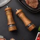 2Pcs Wooden Pepper Grinder Sturdy Salt Mill with Ceramic Grinding Cores AlDof