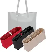 LinerLink Bag Organizer for YSL Shopping N/S Tote Bag(32,5L x 35H x 10,5D cm)|Handmade Custom Bag Insert|2mm Felt Bag Liner|Women Handbag Shaper (Black, Style B: Side Zipper)
