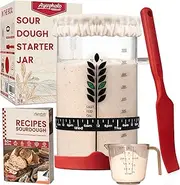 Sourdough Starter Kit - 38oz with Cookbook, Measuring Cup, Spatula, Wide Mouth Jar Cover, Thermometer, Date Marked Feeding Band, Glass Jar for Baker, Bread Baking Supplies
