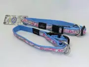 Rogz Dog Collar - Pink Hearts on blue - Large (L)