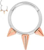 [Pierced Koala] 2PCS Surgical Steel 16G Spike Hoop Septum Jewellery Hinged Segment Ring Body Piercing Nose Hoop Lip Clicker Tragus Daith Eyebrow Ring Helix Cartilage Rook Earrings
