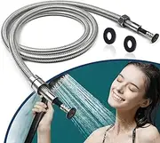 [Pugrwei] Metal Shower Hose-Extra Long Replacement Hose for Hand Held Heads, Made with Commercial Grade Stainless Steel, Anti-Leak&Durable, Universal Part Handheld Showerhead Hoses, big head (BD-CP)