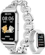 Women's Smartwatch with Aluminium Case in Sliver, Ultra Battery Life, 1.47 Inch Fitness Tracker with Heart Rate Monitor SpO2 Sleep Monitor, 25 Sports Modes, Waterproof IP68 Fitness Watch for iOS