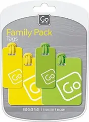 Go Travel Family Pack Luggage Tags, Yellow & Green