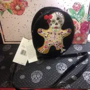 Betsey Johnson Kitsch Gingerbread Skull Crossbody Sugar Skull NEW