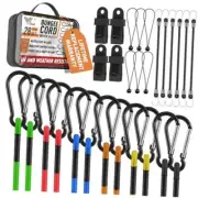 Bungee Cords with Hooks - Carabiner Bungee Cords Heavy Duty Outdoor - 28Pc