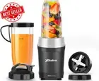 1000W Personal Smoothie Blender Black w/ 2 Cups Lids High Speed Shake Maker