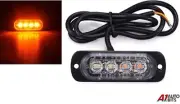 1x Amber 4 LED Car Truck Emergency Beacon Lights Hazard Flash Strobe Bar Warning