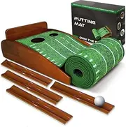 MINYII Golf Putting Mat-Indoor Golf Putting Green Training Putting Mat with Ball Return and 2 Holes Putting Green Indoor Set Golf Accessories for Men Indoor Golf Games for Practicing