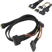 ciciglow NVME SFF-8654 to 2xSFF-8639 24Gbps 12Gbps 80cm NVME SFF-8654 to SAS for SATA Mainboard SSD Adapter Cable