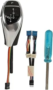 XTevu LED Gear Shift Knob, Shifter Lever Head, Compatible with X3 E83 2004-2010, Thumb Type Shift Handle, One Click Start Button Retrofit Kit (Silver Plated)