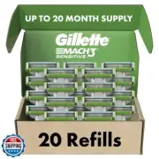 Gillette Mach3 Sensitive Mens Razor Blade Refills, 20 Count, Designed for Sen