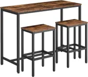 Bar Table and Chairs Set, 120 Cm(47.2 Inch) Rectangular Pub Bar Table and 2 Bar