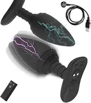 Zngoiwyt SM Electro Shock Silicone Anal Vibrators Anal Plug with 10 Vibration and Electric Shock Modes Electrical Stimulation Anal Plug Vibrator Ass Remote Control Sex Toys for Men Women