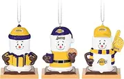 FOCO - NBA Basketball 3 Pack Smores Resin Xmas Christmas Tree Hanging Ornament - Los Angeles Lakers