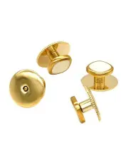 [Cudworth] Square Insert & Screw Back Stud Set of 4 in Gold/White