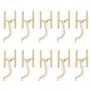 20Sets Slide on End Clasps, 40mm Tube Slider Crimp Cord Ends, Light Golden
