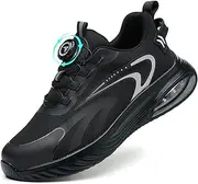 [AEKYIWL] Work Shoes Men Women Safety Shoes Lightweight Sporty Breathable Laces Without Tying Screw Lock Steel Cap Shoes