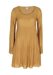 M Missoni Gold Metallic-knit Mini Dress - 16 16