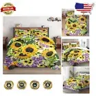 Retro Farmhouse Comforter Set - King Size Sunflower Design with 2 Pillowcases