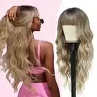 L'veetie Blonde Wigs with Bangs, 26 Inch Long Wavy Wigs, Ombre Blonde Wig for...
