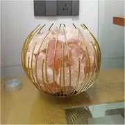 Himalayan Crystal Rock Salt Lamp, Romantic Wrought Iron Dimmable Night Light - Hand Carved - Best Gift,Gold