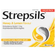 [Strepsils & Strepfen] Strepsils Sore Throat Relief Honey & Lemon Lozenges 36 Pack