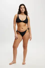 [Body] Body - Fixed Tie Side Cheeky Bikini Bottom - Black crinkle 3XL BLACK CRINKLE