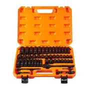 3/8" Drive Socket Set 50-Piece, SAE (5/16" - 3/4") & Metric (8mm - 22mm), Dee...