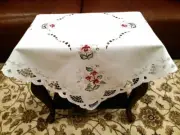 Embroidery Polyester Rose Tablecloth Square Night Stand Side Coffee Table Cover