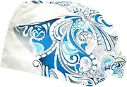 [WOSHJIUK] Working Hat 2 Pack Scrub Caps for Women,Blue Print Goldfish,Tie Back Cap Adjustable Scrub Hat