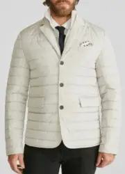 Robert Graham Men's Stone Gray Quilted Puffer Coat Jacket Large