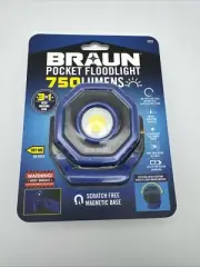 SUPER BRIGHT BRAUN 750 Lumen Rechargeable Ultra-Compact Magnetic LED Floodlight