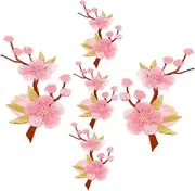 TOGEVAL 5pcs Peach Blossom Iron Flower Patches Embroidered Appliques for DIY Crafting Clothing Decoration Fashion Accessories Easy to Apply Great for Covering Scars