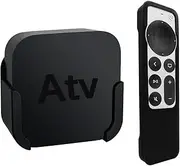 TV Mount Compatible with Apple TV 4th and 4K 5th Generation, SourceTon Wall Mount with Black Silicone Protective Case Compatible with 2021 Apple TV 6th Gen Siri Remote