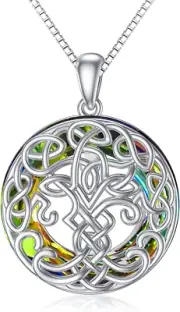 Celtic Tree of Life Necklace Sterling Silver Celtic Luck Knot Pendant Necklace B