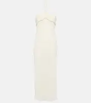 [Magda Butrym] Magda Butrym Pearl-detail halterneck midi dress AU 10 white