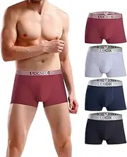 [Trendy Boy] Men's Underwear Cotton Boxer Shorts - Large with Y Front, Pack of 4 Classic