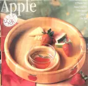 New Apple 2 Piece Hand Craved Hardwood Chip 'N Dip Set with Glass Dipping Dish