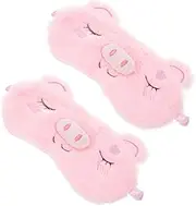 DEARMAMY 2Pcs Plush Eye Mask for Cute Cartoon Pig Sleep Mask Comfortable Eye Covers for Soft Eye Shade for Deep Sleep for Relaxation and