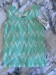 Bonds Green And White Print Chesty Singlet BNWT Size 1 (acc395)