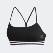 adidas Cross-back Active-wear Sport Bra Black White 3-Stripes Stretchy Size L