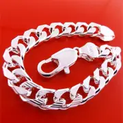 Bracelet Real 925 Sterling Silver Filled Solid Curb Link Bangle 20cm