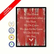 In This House We Respect Each Other Framed Canvas Red Quote Office Wall Print